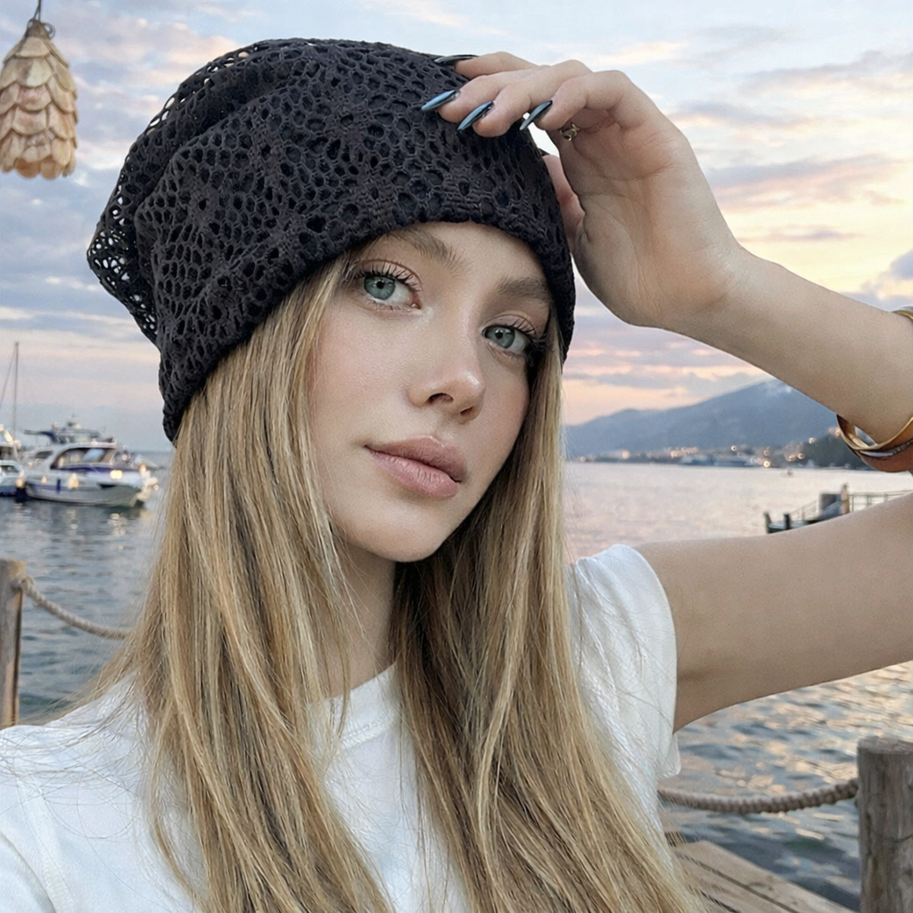 Vintage Mesh Slouchy Beanie - Elegant Breathable Knit Summer Hat