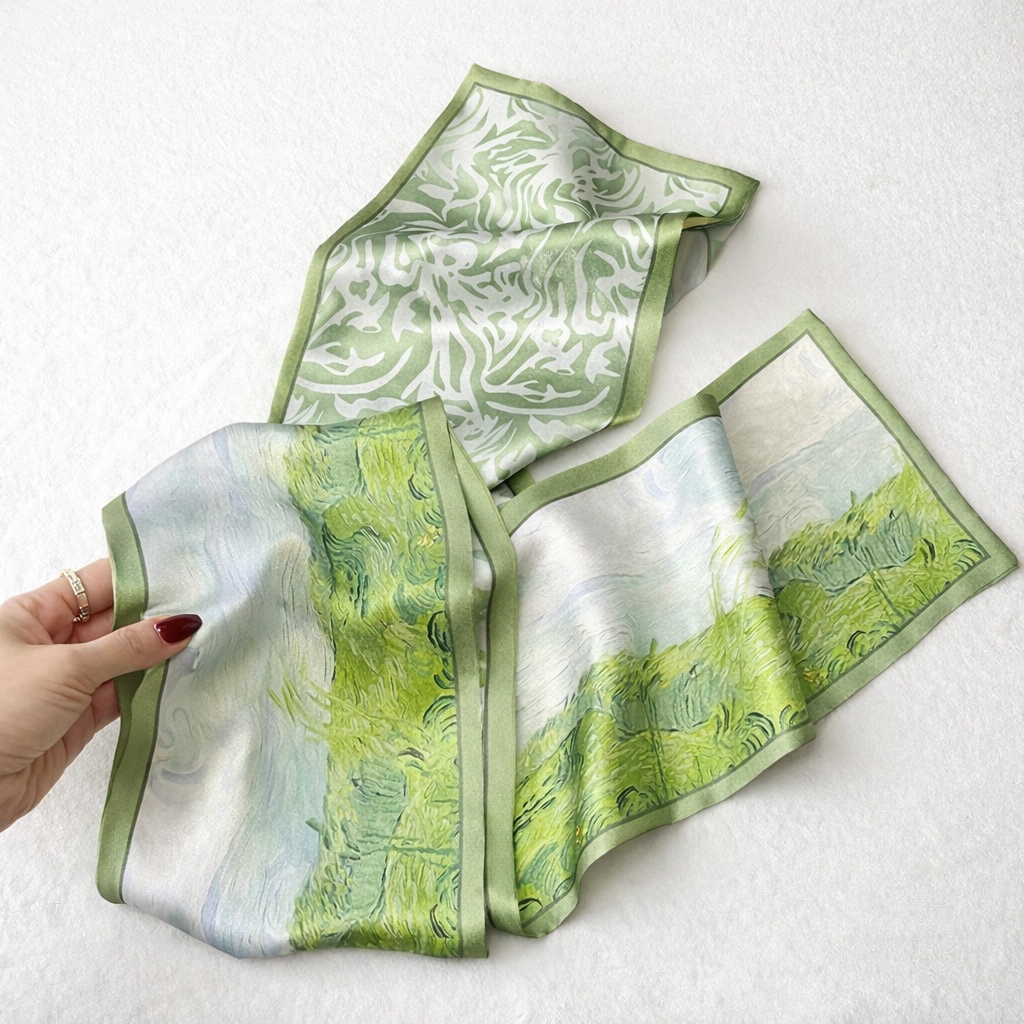 Elegant 100% Mulberry Silk Long Scarf - Double-Layer Luxury Necktie & Hair Ribbon