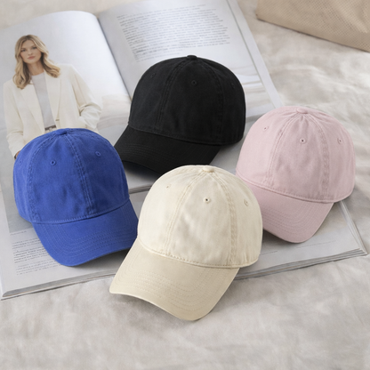 Retro Washed Cotton Baseball Cap - Minimalist Soft Top Dad Hat for Everyday Urban Leisure