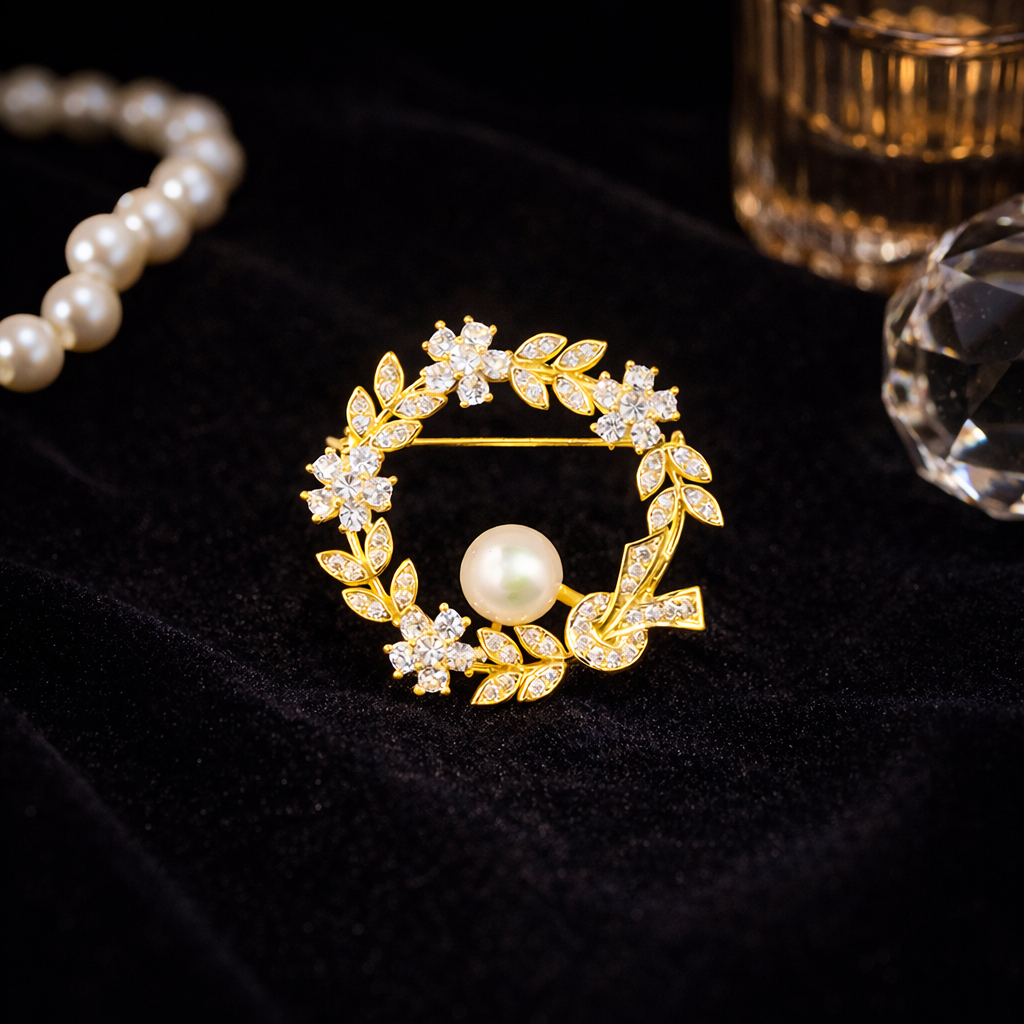 Vintage Wheat Ear Pearl Brooch - Elegant Floral Bow Lapel Pin & Scarf Buckle