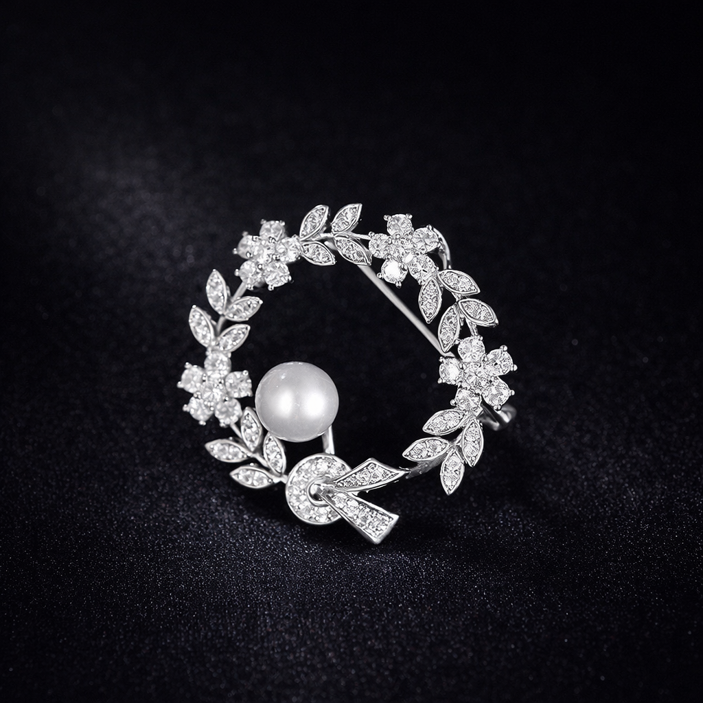 Vintage Wheat Ear Pearl Brooch - Elegant Floral Bow Lapel Pin & Scarf Buckle