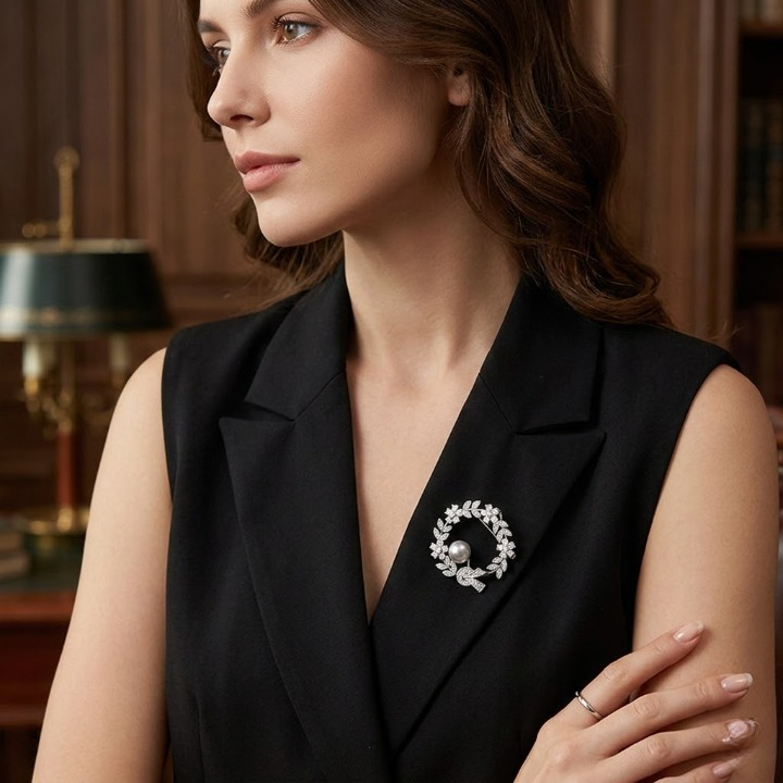 Vintage Wheat Ear Pearl Brooch - Elegant Floral Bow Lapel Pin & Scarf Buckle