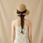 Foldable Wide Brim Straw Sun Hat - Lightweight UV Protection Beach Hat with Bow Accent