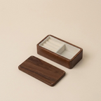 Premium Black Walnut Jewelry Box - Elegant Solid Wood Organizer for Rings & Brooches